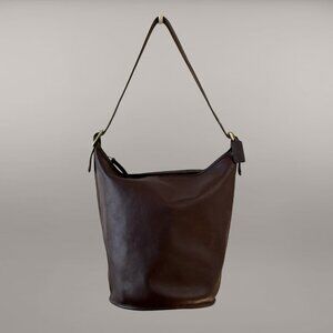 COACH 9085 Shoulder Bag Duffle Bucket Vintage Brown Leather XL